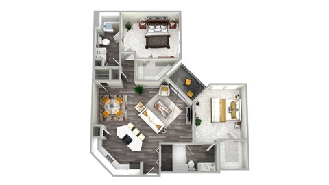 Floor plan for 2 beds, 2 baths, 1190 sqft